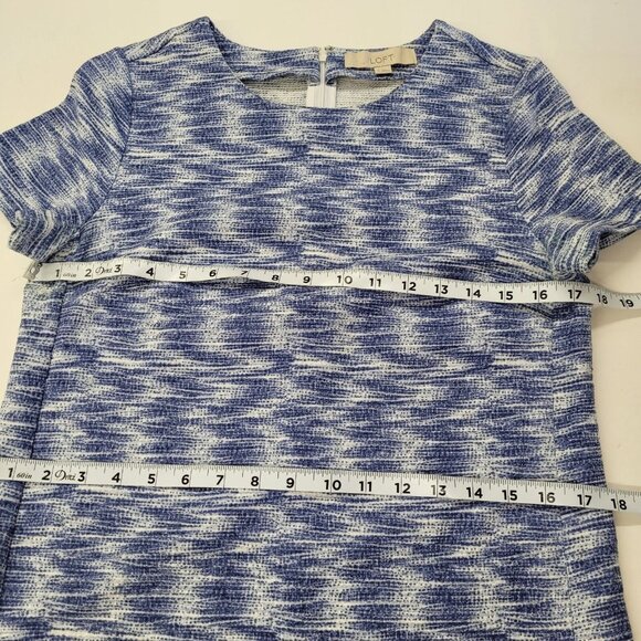 Loft Dress Women 4 Blue Short Sleeve Textured Slightly Discolored Armpits - Picture 9 of 12